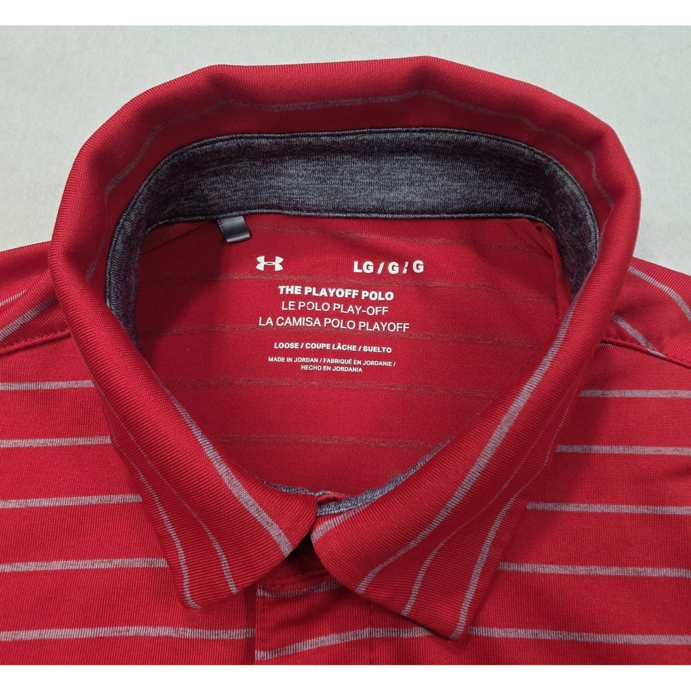 Under Armour The Playoff Polo Shirt Mens L LIMITED USE Red Gray Golf Stretch - Picture 8 of 8